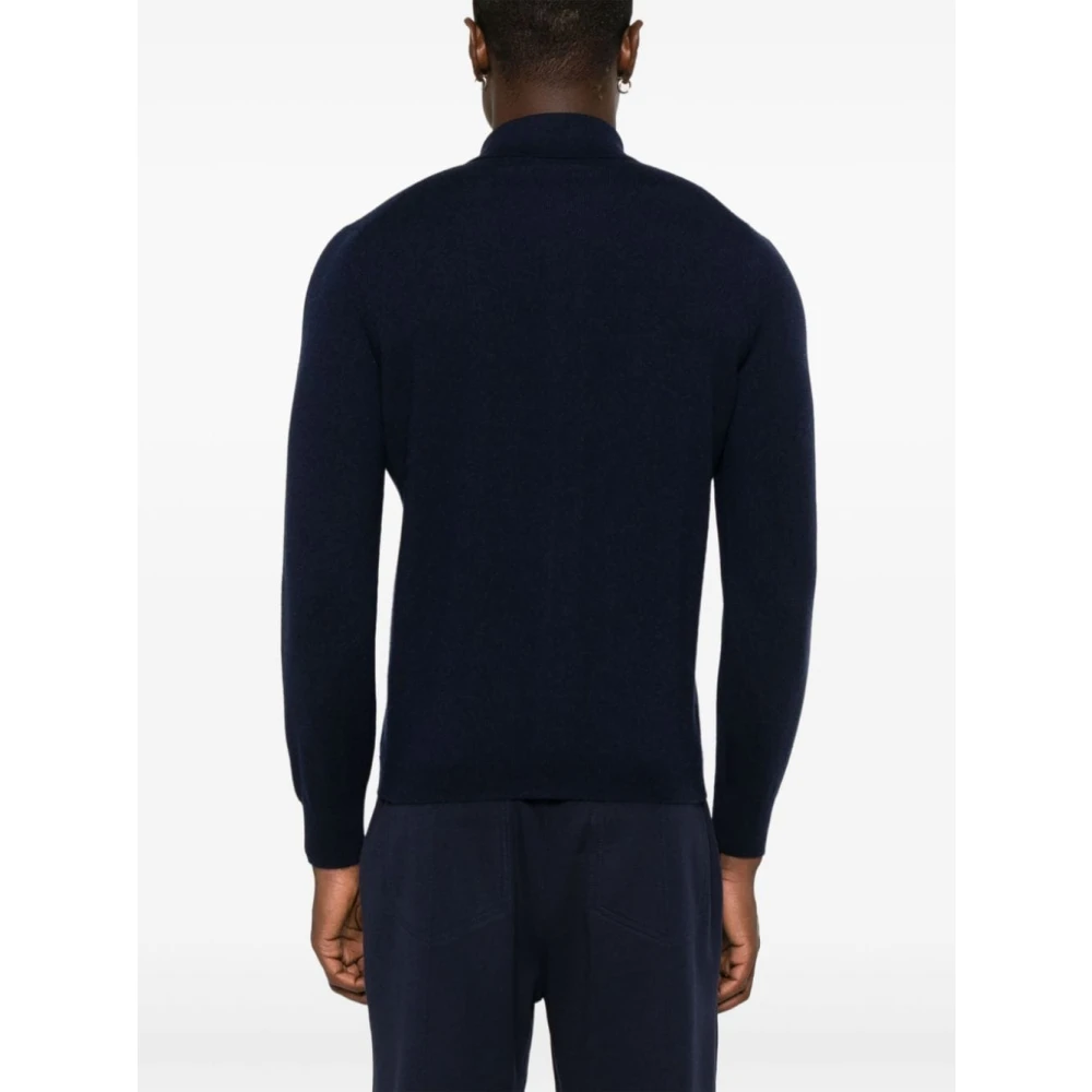 BRUNELLO CUCINELLI Navy Cashmere Gebreide Trui Blue Heren