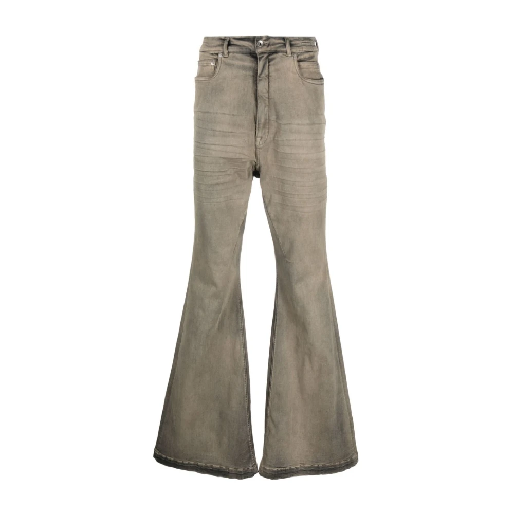 Rick Owens Grijze Distressed Flared Jeans Gray Heren