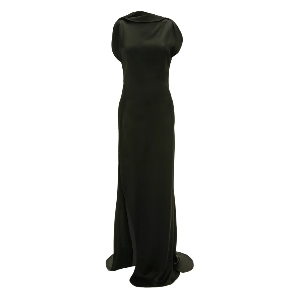Victoria Beckham Women's Black Draped Asymmetrical Dress Slim Fit - Gowns - S - Dresses