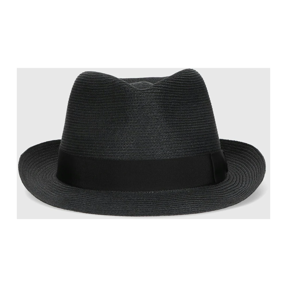 Borsalino Handgeweven Hennep Randhoed Black Heren