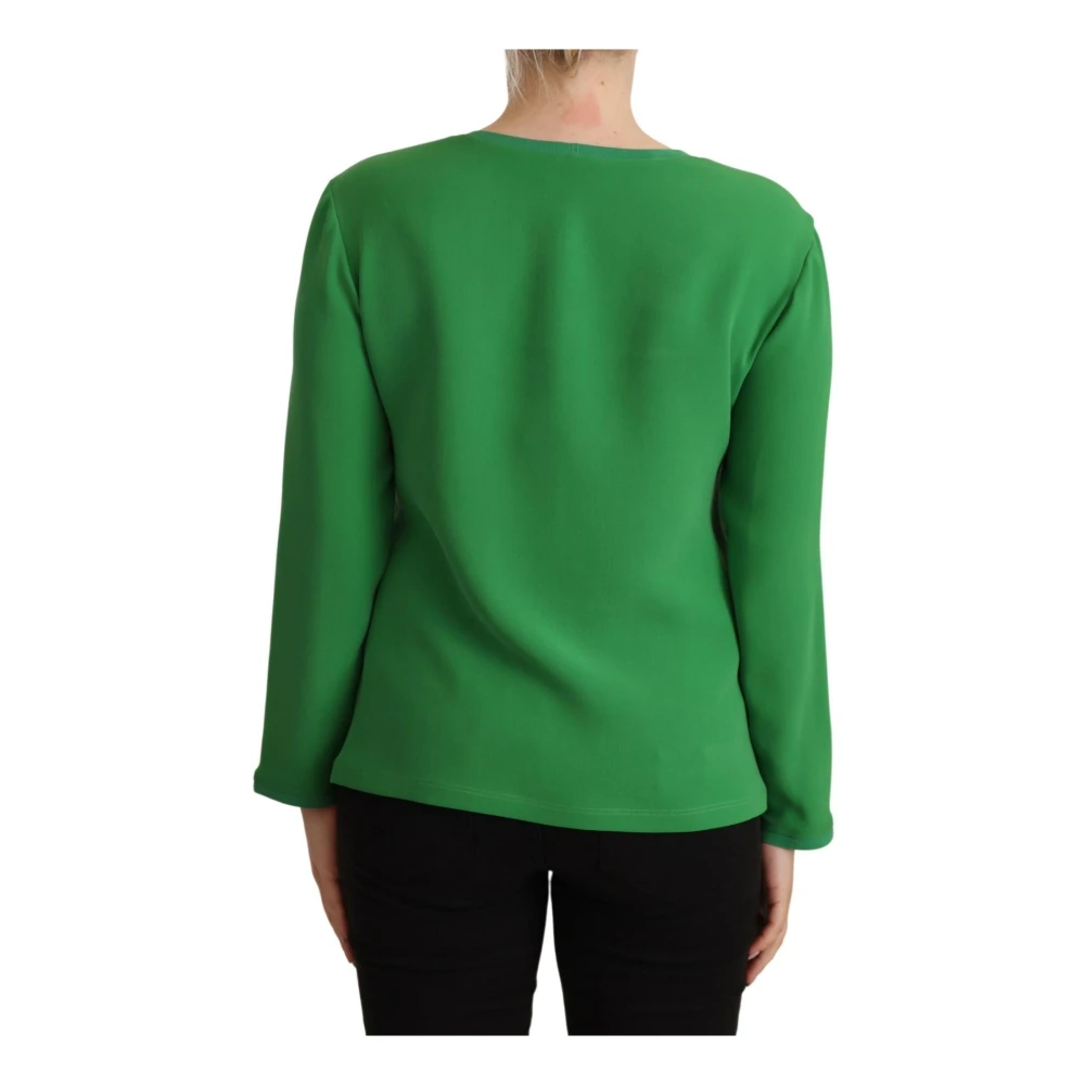 Armani Groene Zijden Trui met Lange Mouwen Green Dames