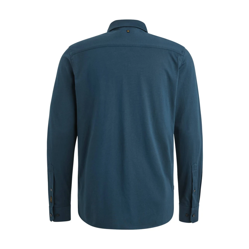 PME Legend Satin Jersey Lange Mouw Shirt Blue Heren