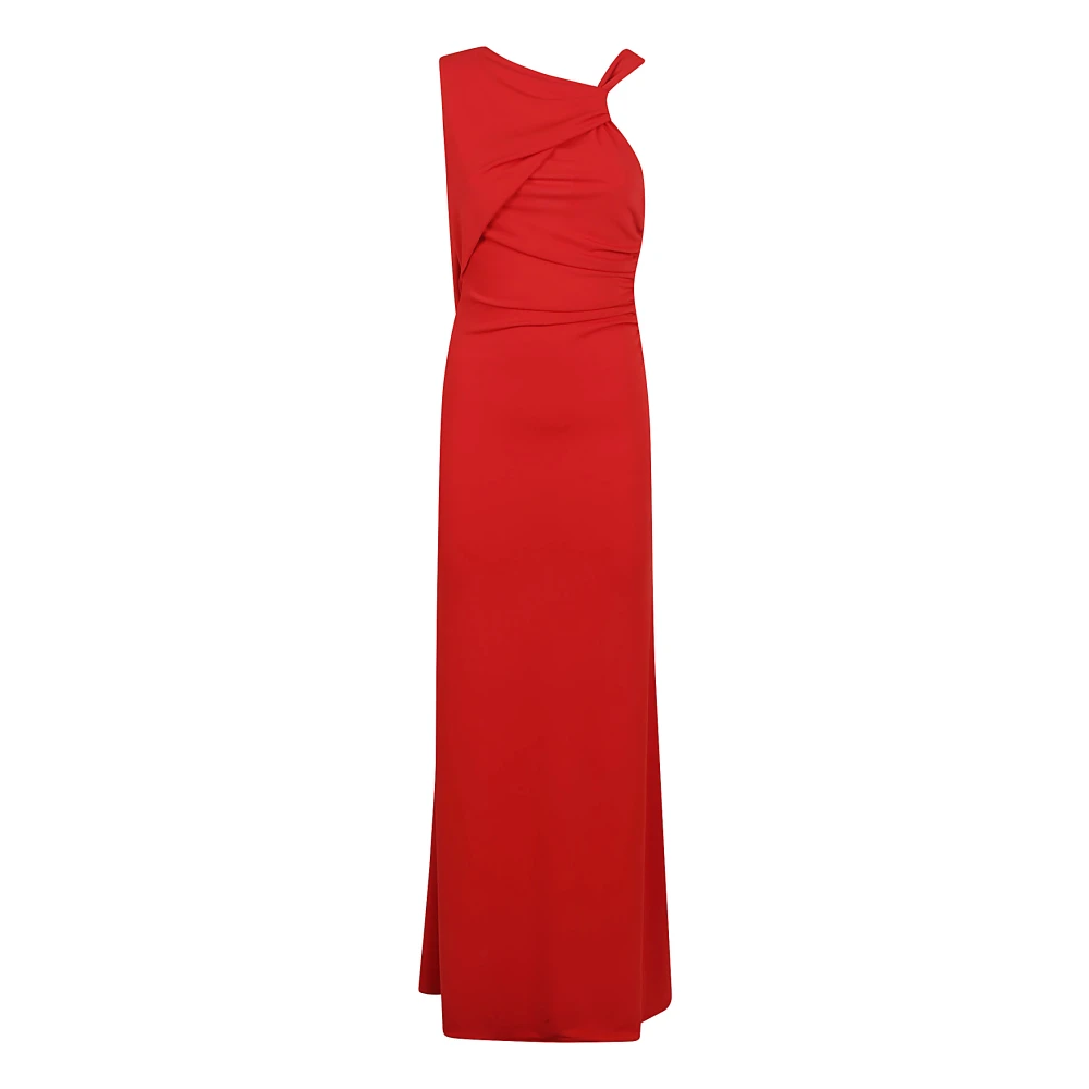 Andamane Rode Asymmetrische Halslijn Jurk Elegante Gelegenheden Red Dames