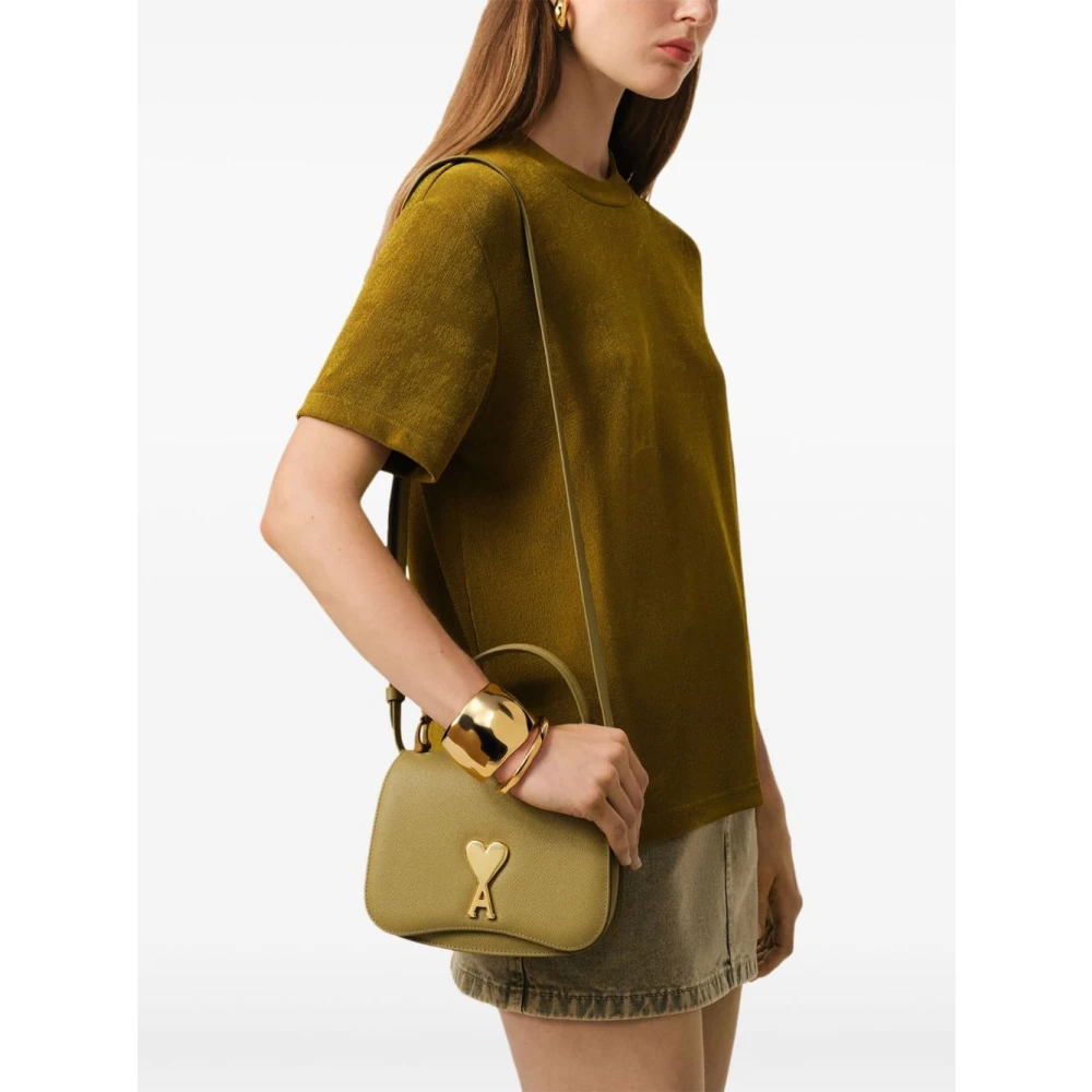 Ami Paris Bruine Foldover Tas met Groene Accent Brown Dames