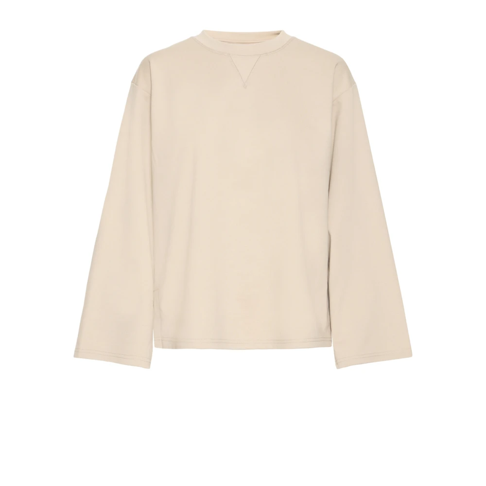Ichi Klassieke Longsleeve Tee Doeskin Beige Dames