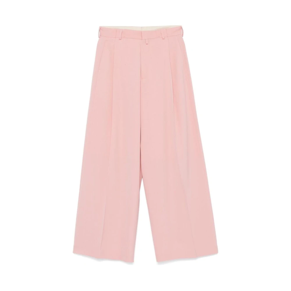 Dries Van Noten Blush Pink Wol Wijde Pijp Broek Pink Heren