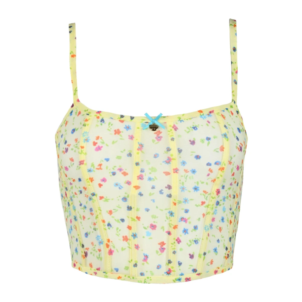 Chiara Ferragni Collection Elegant bustier topp med polyesterblandning Yellow, Dam