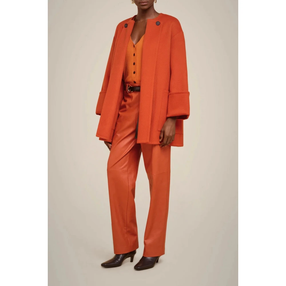 Liviana Conti Korte wollen jas ronde hals Orange Dames