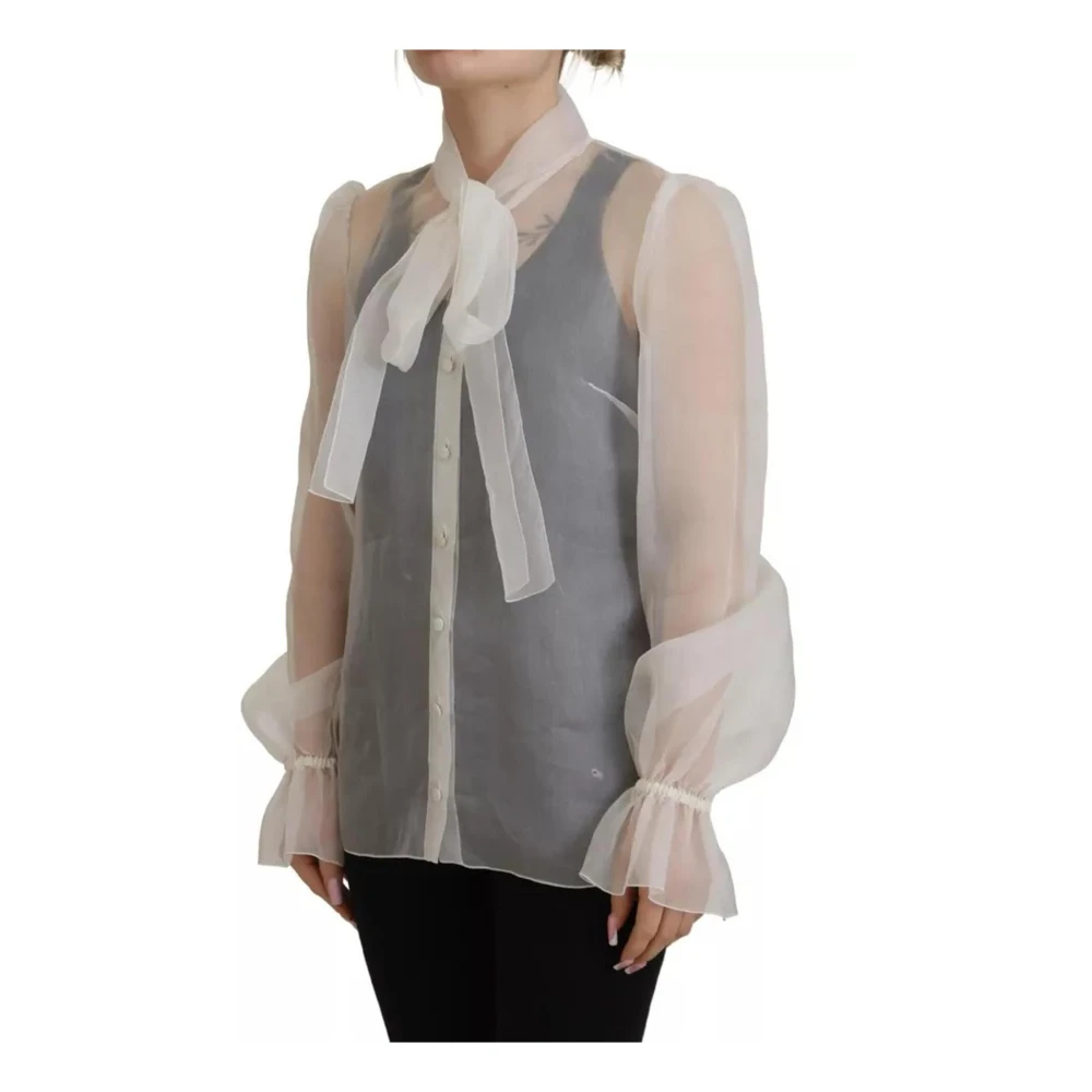 Dolce & Gabbana Blouse Top met Ascot Kraag White Dames