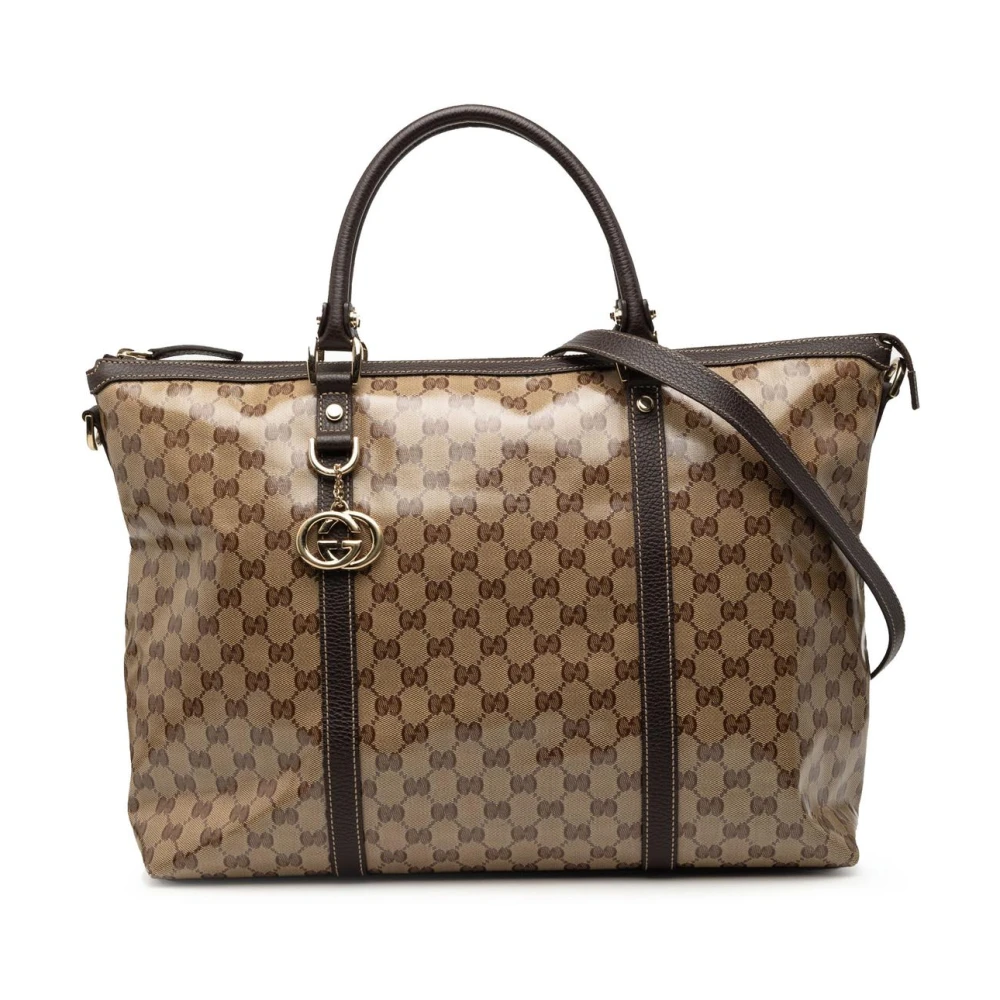 Gucci Vintage Women's Brown Pre-Owned Vintage Monogram Canvas Satchel Bag