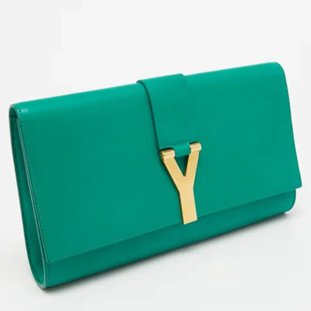 Yves Saint Laurent Vintage Pre-owned Leather clutches Green Dames
