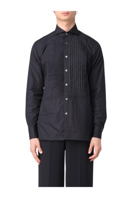 black-pleated-front-dress-shirt