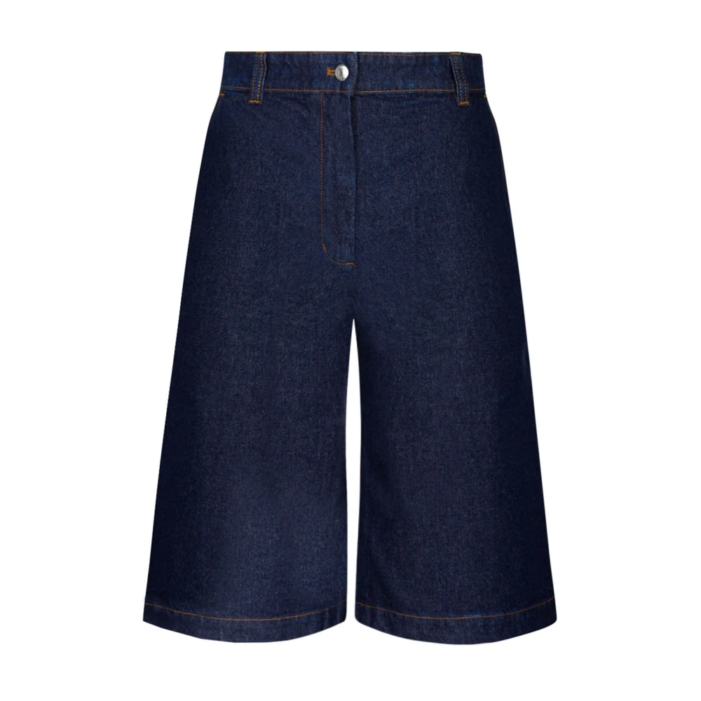 Maison Kitsuné Indigo Workwear Denim Bermuda Shorts Blue Dames