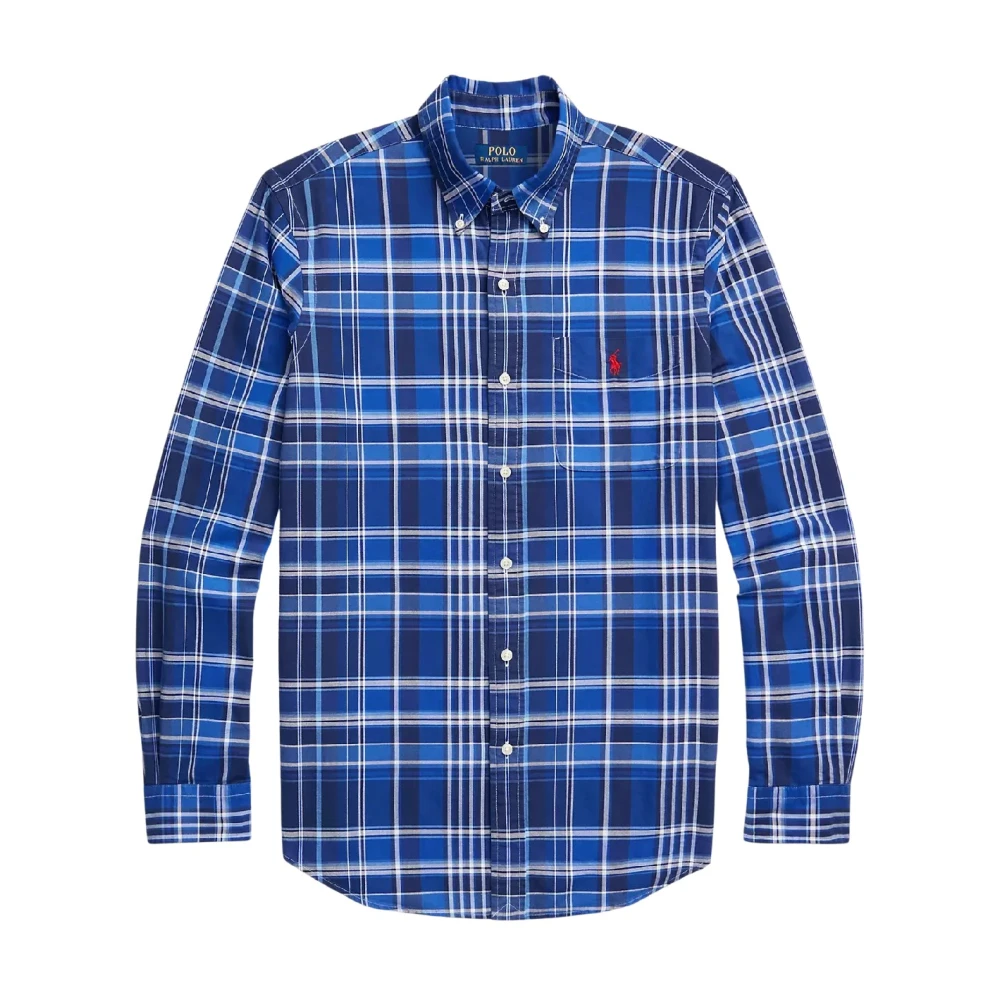 Ralph Lauren Katoenen overhemd in Oxford Custom Fit ruit Blue Heren