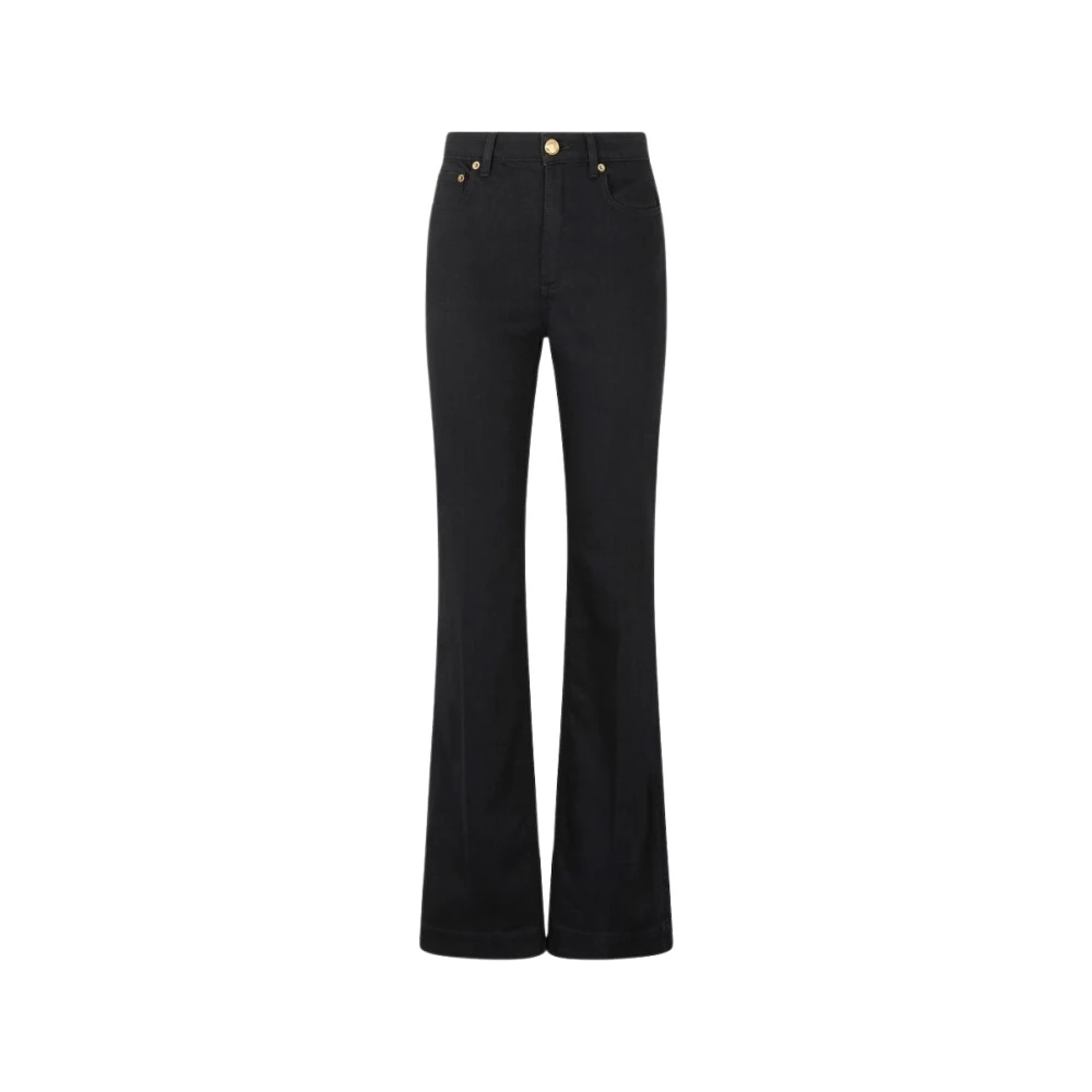Roberto Cavalli Women's Black Bootcut Jeans, L, Snake Monogram High-Rise Flared Jeans