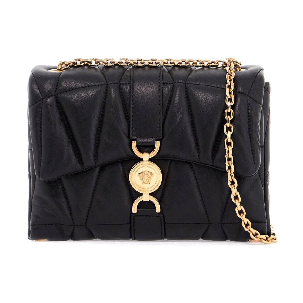 Versace Gewatteerde Schoudertas met Medusa Sluiting Black Dames