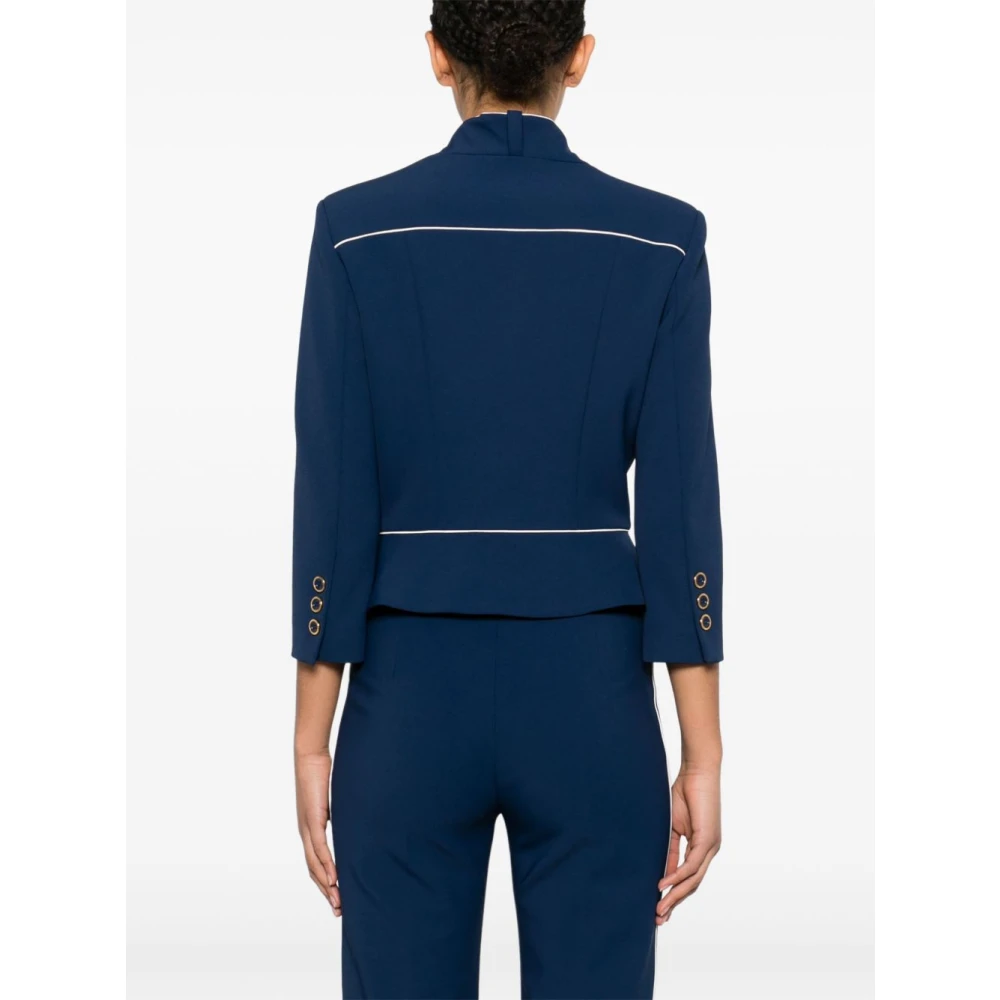 Elisabetta Franchi Blauw en witte buitenkleding jas Blue Dames