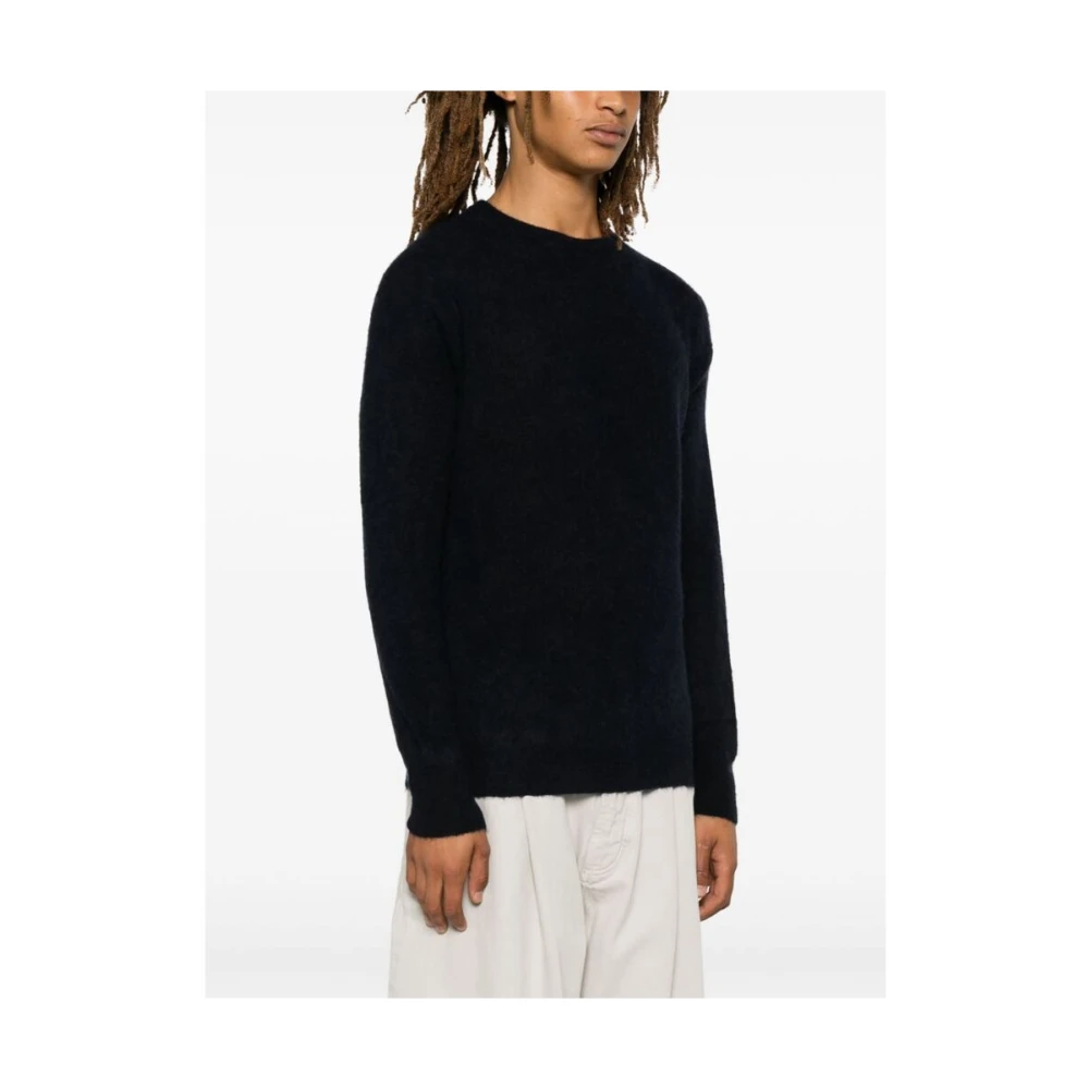 Auralee Navy Blauw Alpaca Gebreide Trui Blue Heren