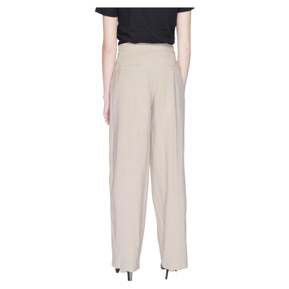 Only Beige Broek met Rits en Knoopsluiting Beige Dames