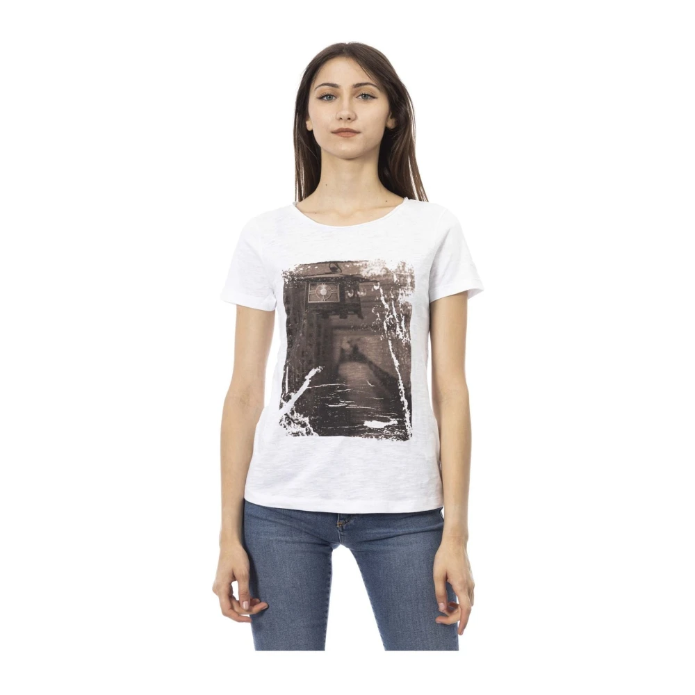 Trussardi Women's White T-Shirts, M, Short Sleeve Round Neck T-Shirt