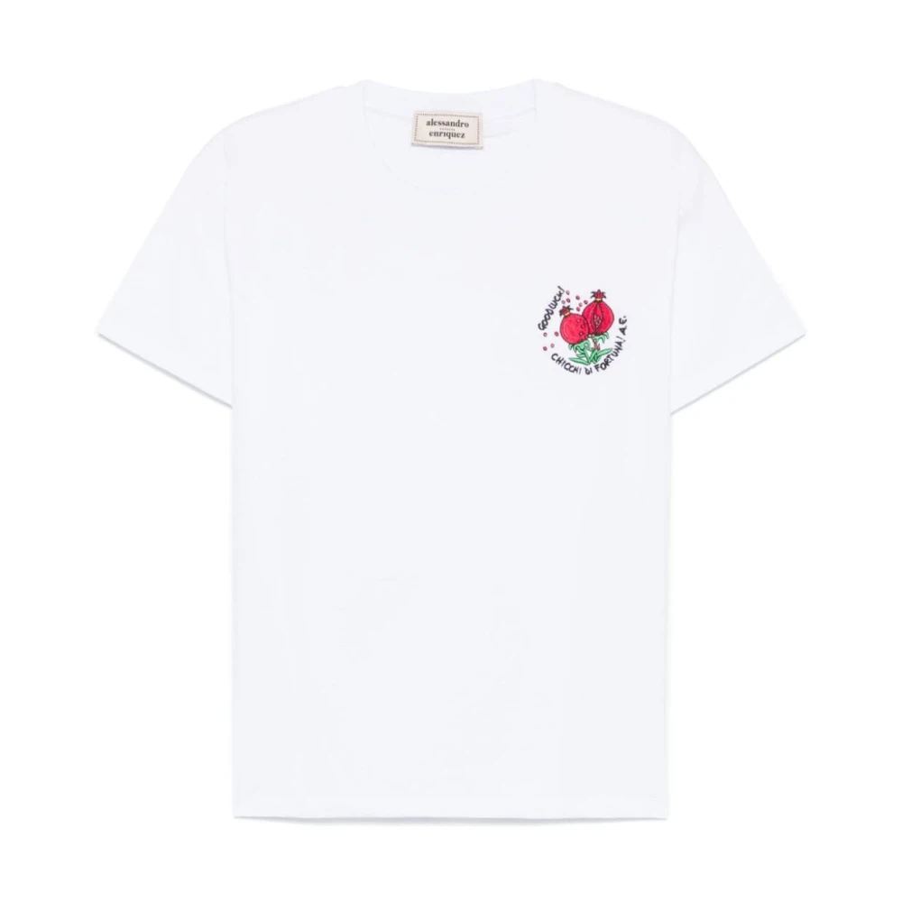 Alessandro Enriquez Geborduurde Slogan Crew Neck T-shirt White Dames