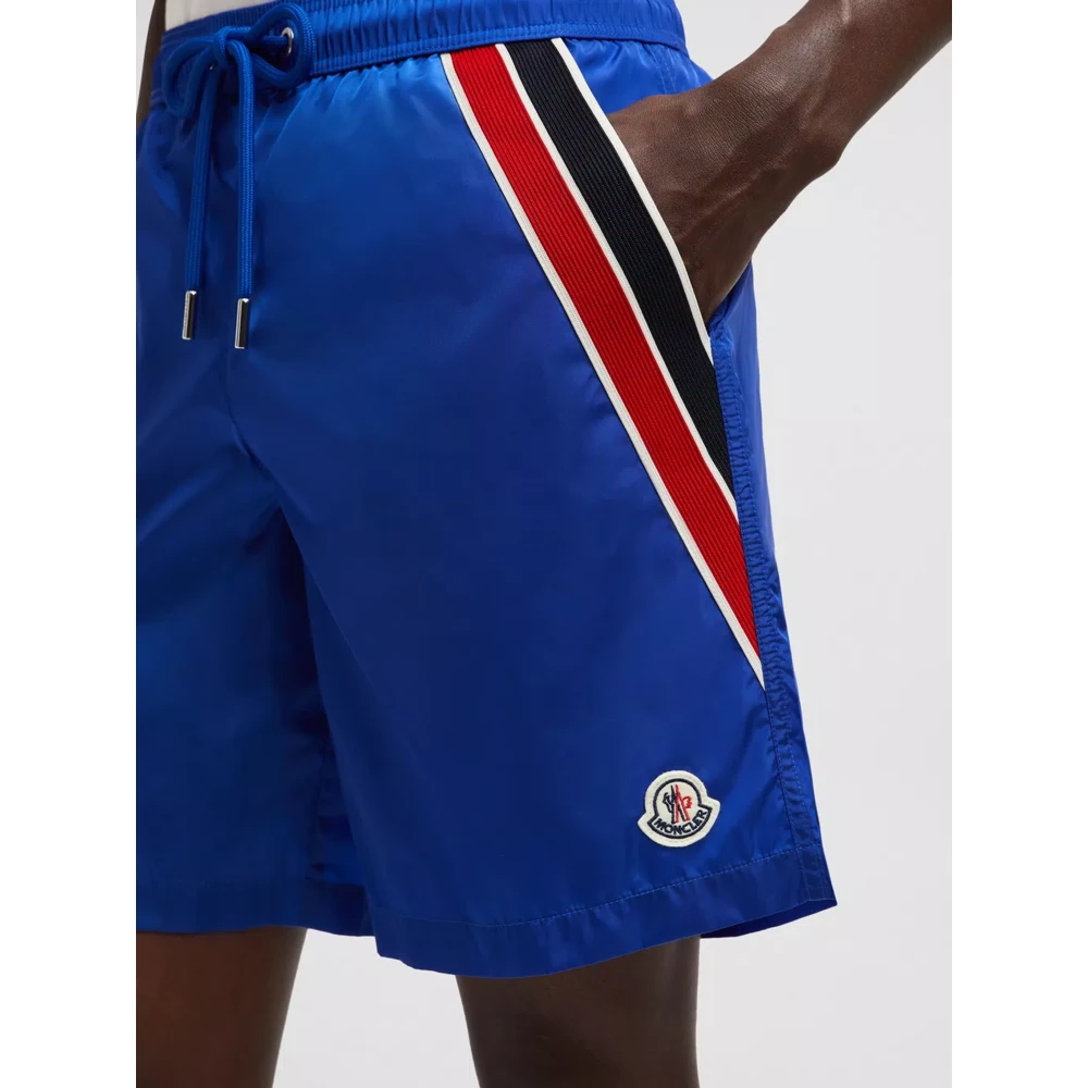 Moncler Blauwe Zee Zwemkleding Tricolor Mesh Zakken Blue Heren