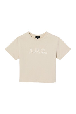 t-shirt-beige-en-coton-logo