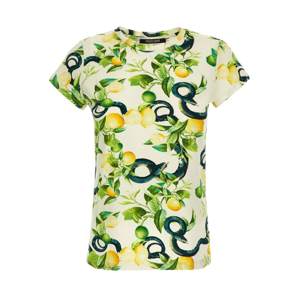 Roberto Cavalli Citroenprint T-shirt Green Dames