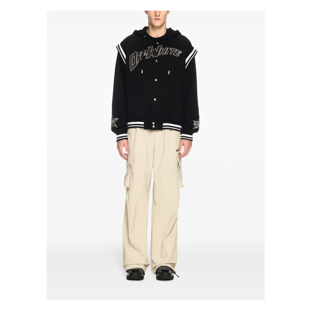 Off White Zwarte Fleece Varsity Hoodie Black Heren