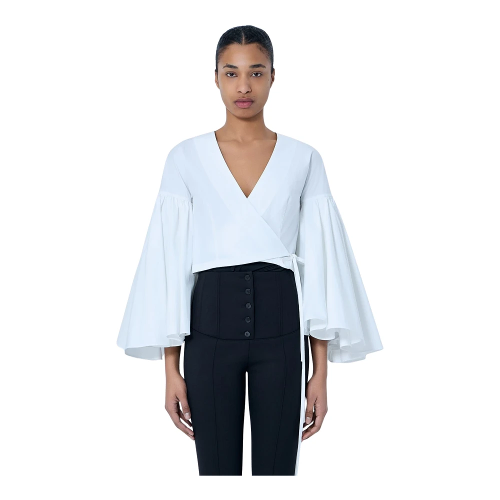Jacquemus White Blouses, Female, Xs, V-Neck Wrap Blouse