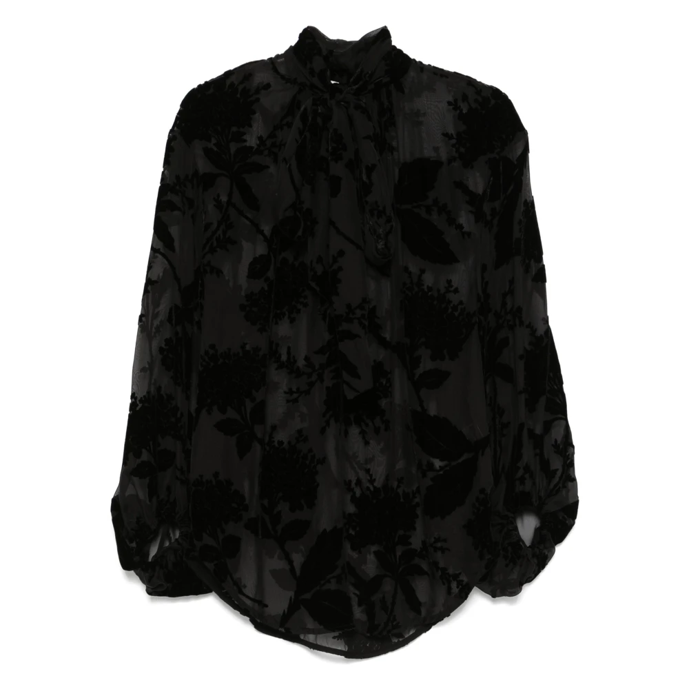 Zimmermann Zwart Fluweel Bloesemblouse Black Dames