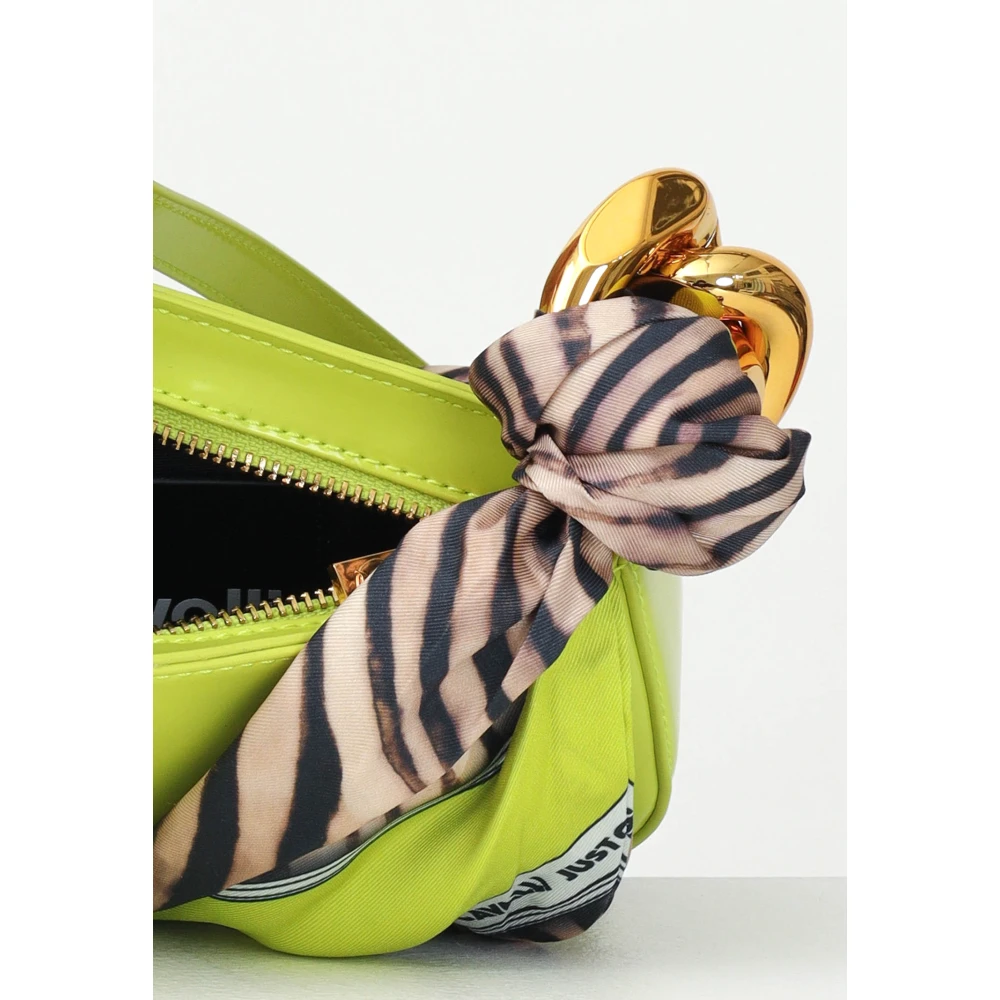 Just Cavalli Limoengroene schoudertas met Animalier-sjaal Green Dames
