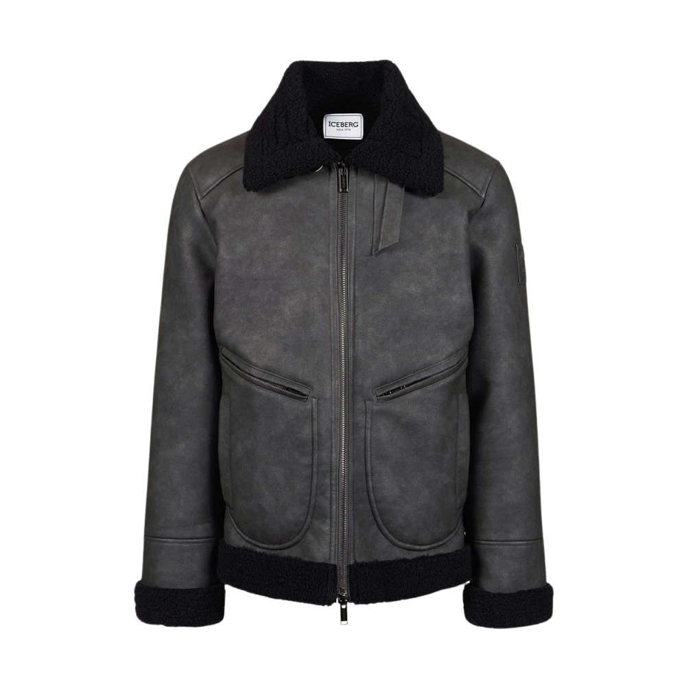 Iceberg Eco schapenvacht met reliëf patch Gray Heren
