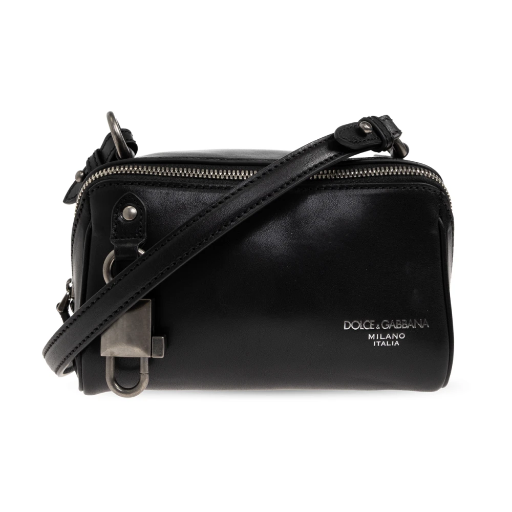 Dolce & Gabbana Men's Black Cross Body Bags, One Size, Lock Shoulder Bag
