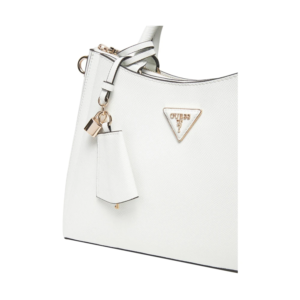 Guess Witte lederen handtas met gouden details White Dames