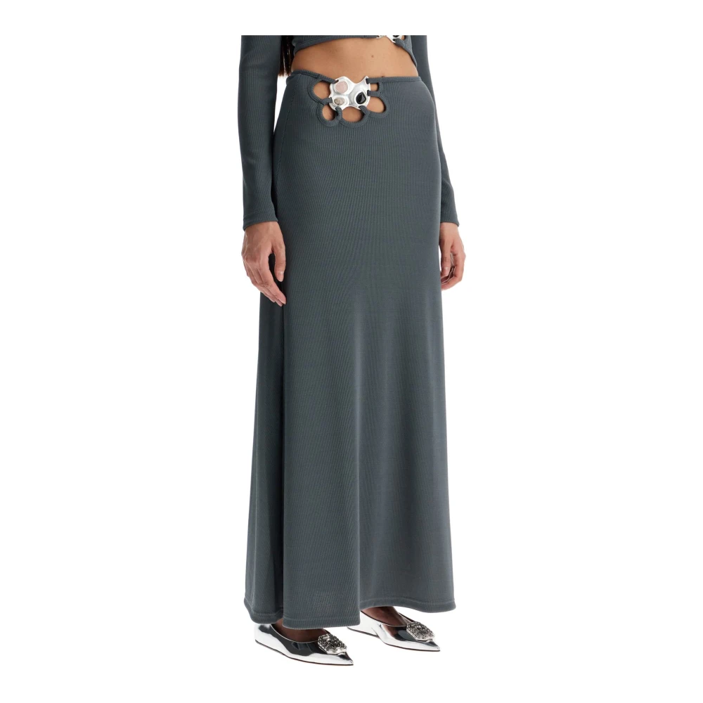 Christopher Esber Geribbelde Maxi Rok met Metalen Detail Gray Dames