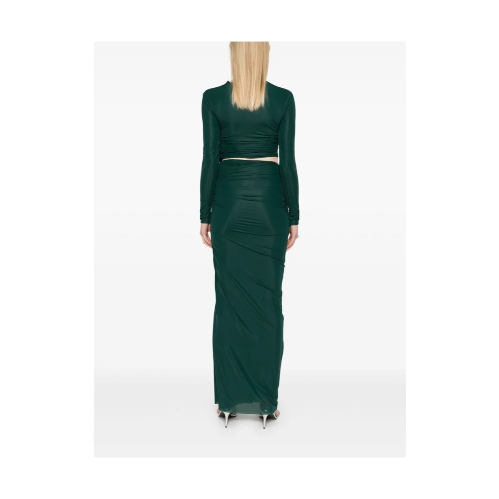 Christopher Esber Bosgroene Gerimpelde Rok met Ringdetail Green Dames