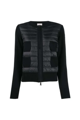 Svart Vadderad Cardigan med Logopatch