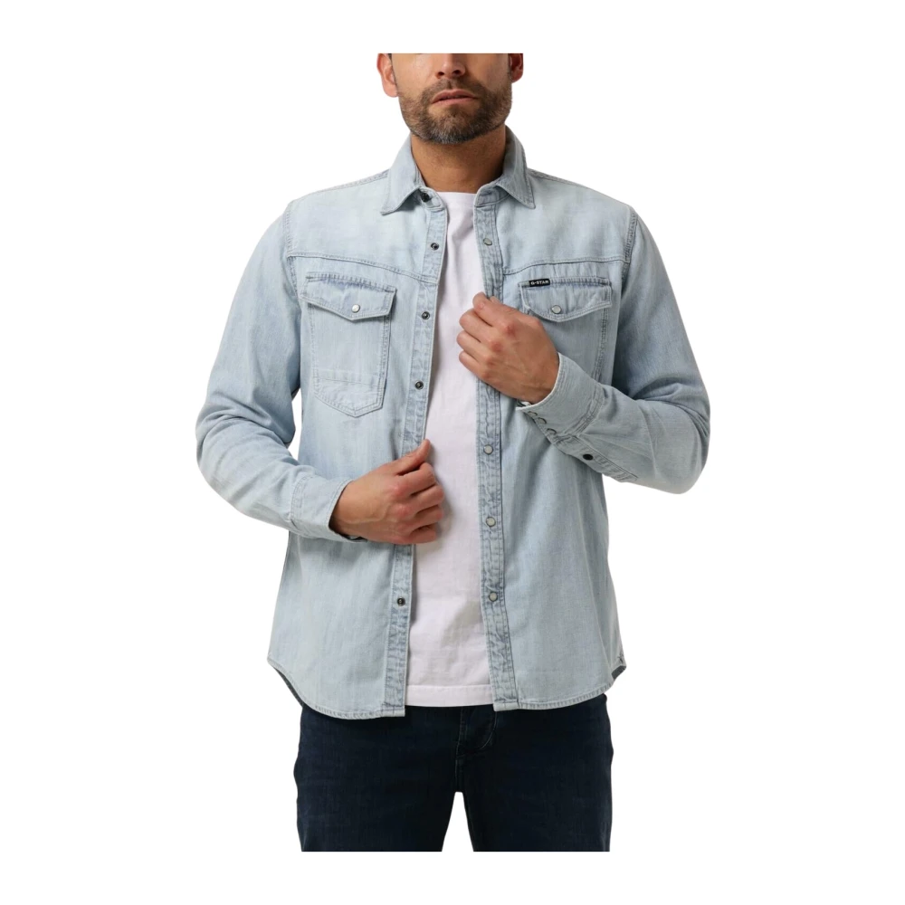 G-Star Slim Denim Overhemd voor Mannen Blue Heren