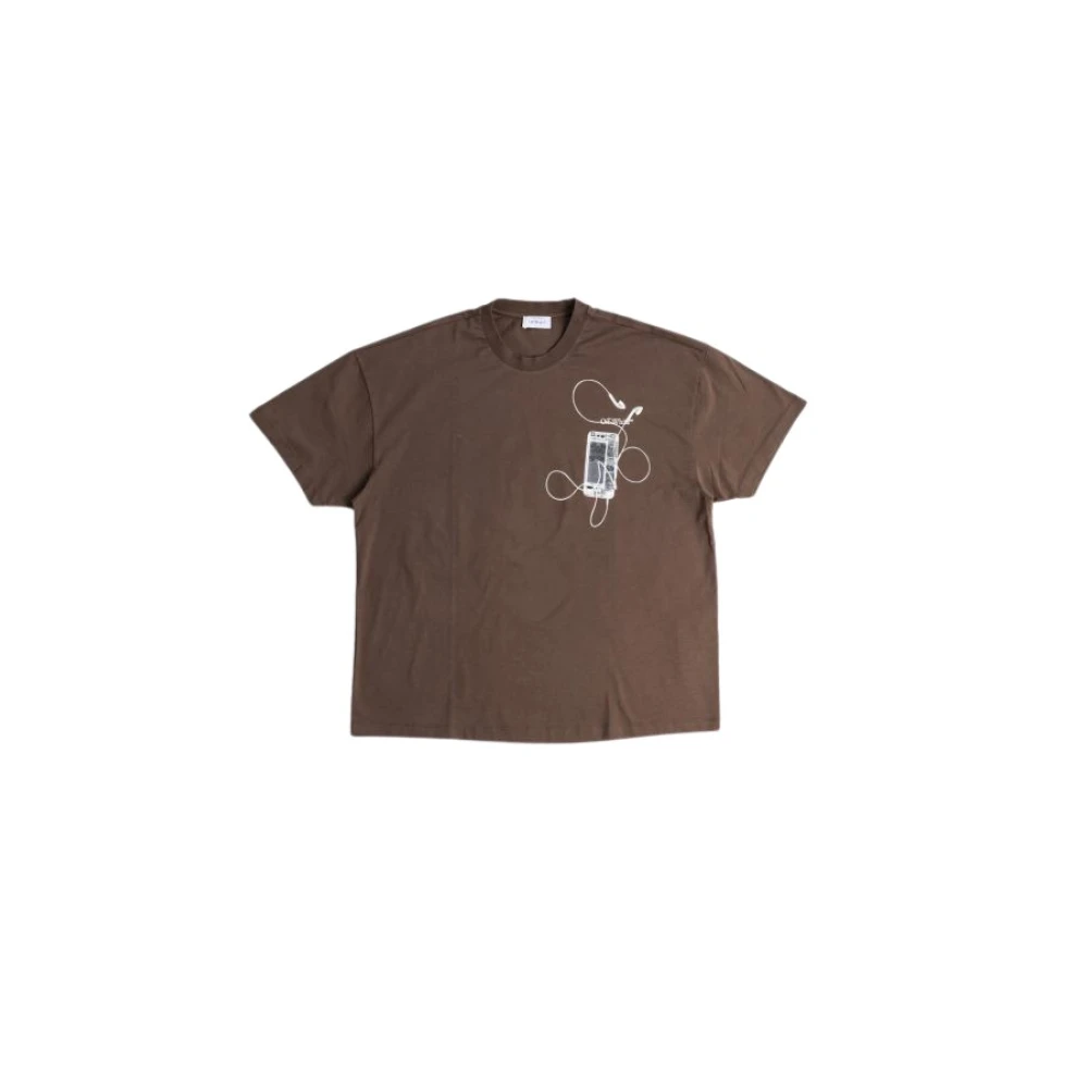 Off White T-Shirts Brown Heren