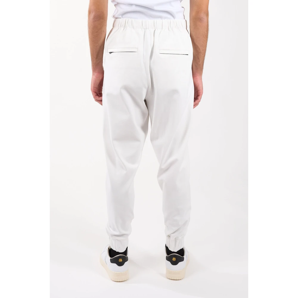 Hevo Jersey broek met knoop en rits White Heren