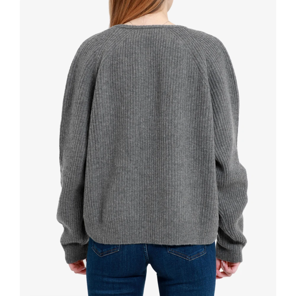 Semicouture Grijze Wollen Gebreide V-Hals Trui Gray Dames