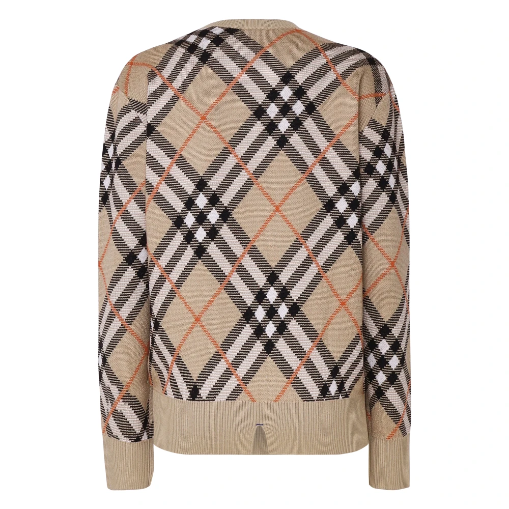 Burberry Kasjmier Ronde Kraag Sweater Vintage Check Beige Dames