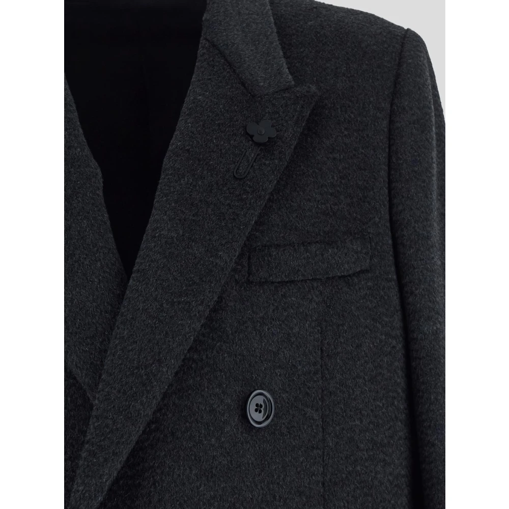 Lardini Wol Alpaca Dubbel Breasted Jas Gray Heren