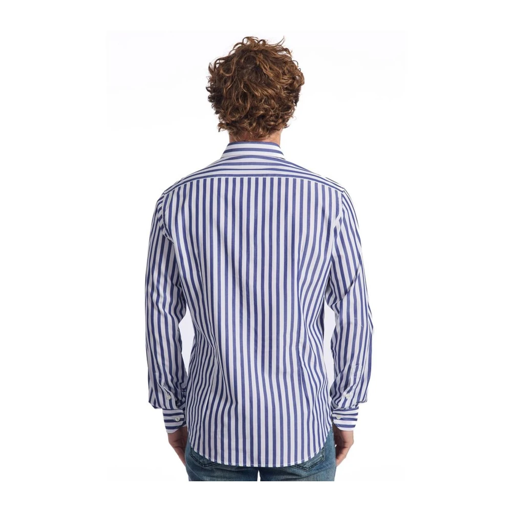 Baldinini Blauw Gestreept Katoenen Overhemd met Franse Kraag Blue Heren