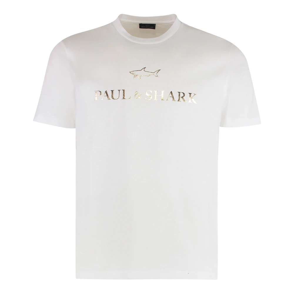 Paul & Shark White T-Shirts, Male, 2XL, Cotton Jersey T-Shirt