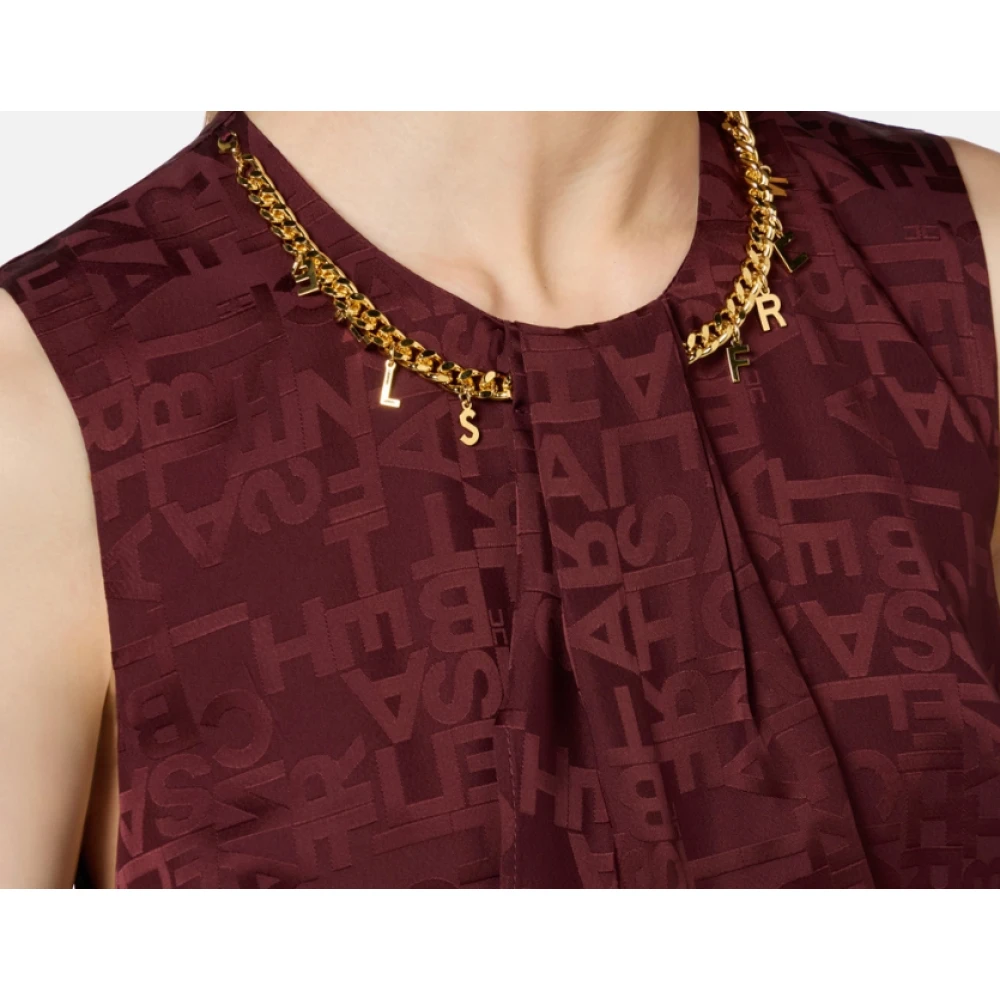 Elisabetta Franchi Bordeaux Crepe Jacquard Minijurk Red Dames