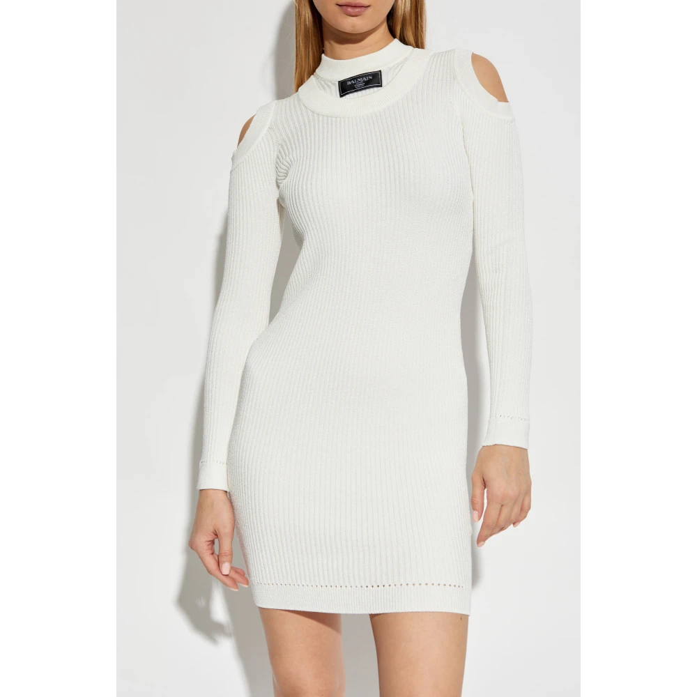 Balmain Fitted Jurk Beige Dames