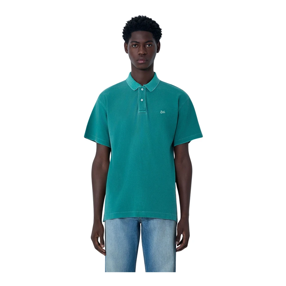 Erl Men's Green Logo Motif Polo Shirt - Polo Shirts - M - Tops