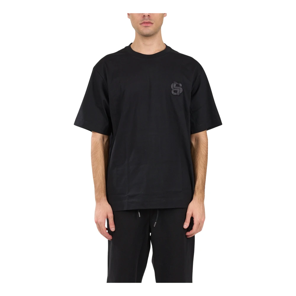 Hugo Boss Katoenen T-shirt met geborduurd logo Black Heren